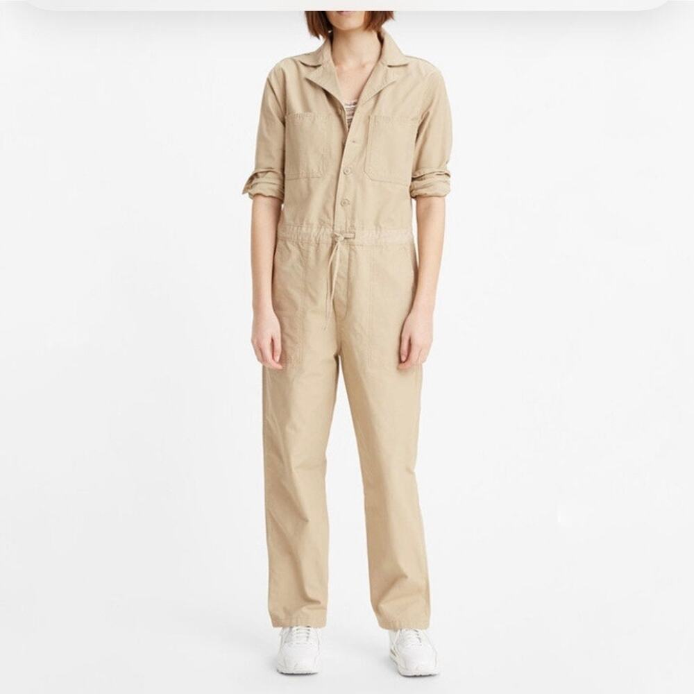 LEVI'S Premium Women's Utility Cotton Jumpsuit in Crisp Twill Nomad, Size Small